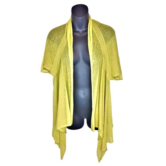 Anthropologie Yellow Bird Sparrow Open Front Cardigan Sweater Small Airy Linen - Picture 1 of 5